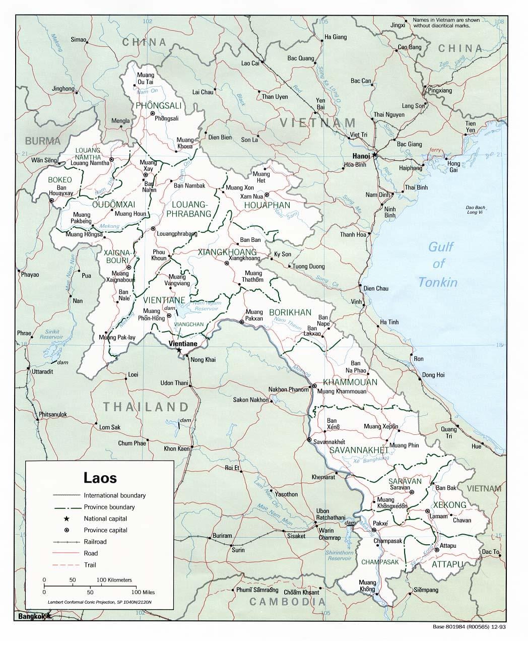 Карта Лаос подорожі