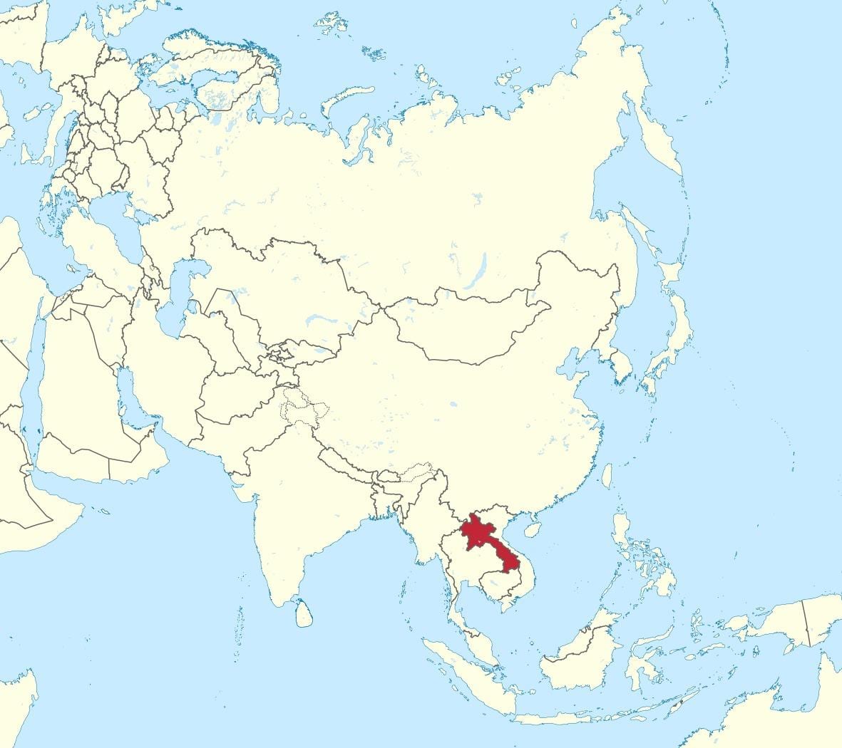 Карта Лаос Азії