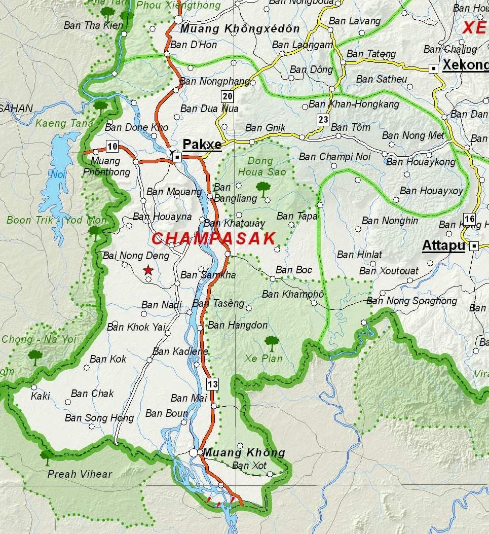 Карта тямпасак Лаосу