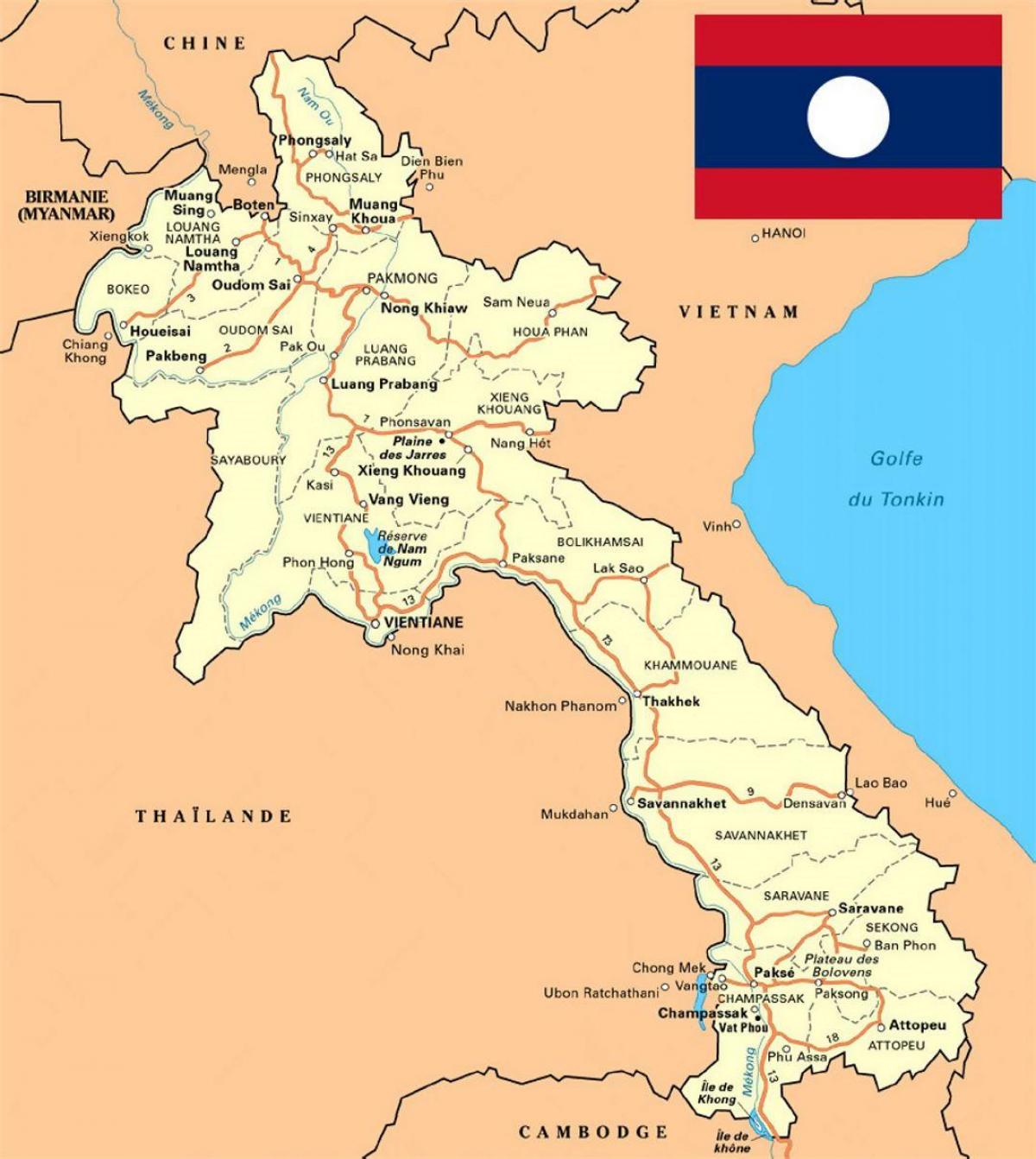 детальна карта Лаосу
