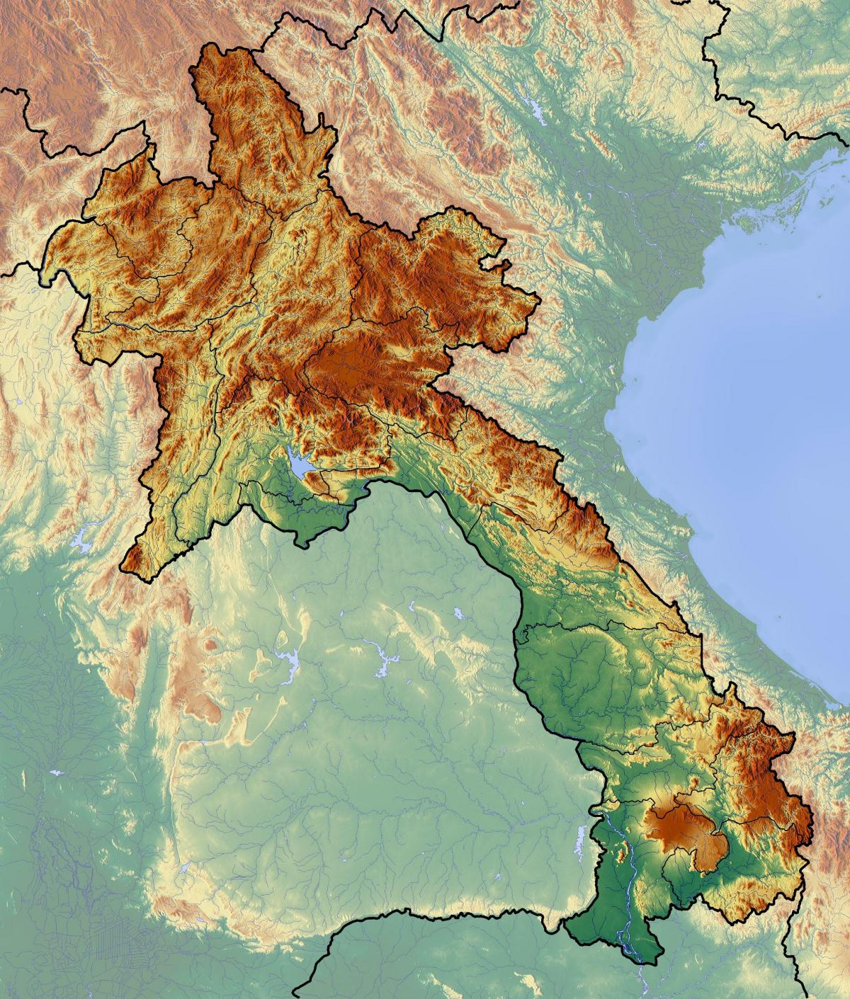 Карта топографічна Лаос