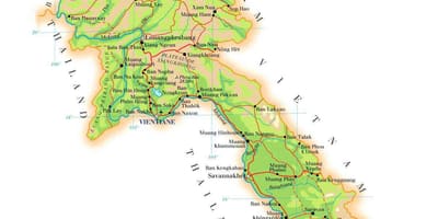 Карта Лаос фізичної 