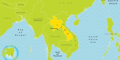 Розташування Лаос на карті світу